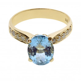 Blue Topaz and Diamond Gold Ring