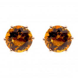 Citrine Solitaire Pink Gold Earrings