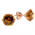 Solitaire Pink Gold Earrings adorned with Citrines