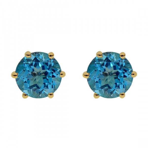 14K Gold Stud Earrings adorned with Topaz