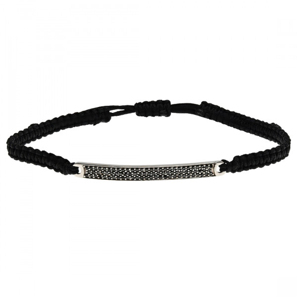 Crochet Bracelet with Black Diamonds in White Gold