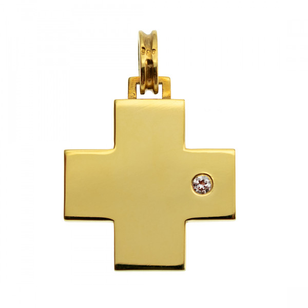 14K Gold Cross adorned with a Diamond