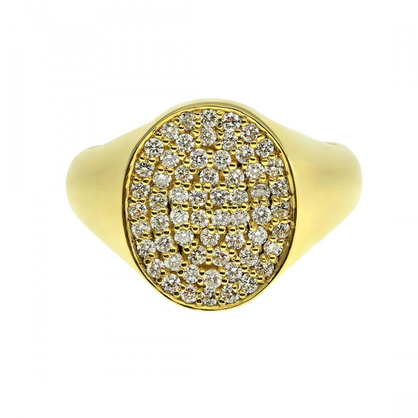 Gold Chevalier RIng adorned with Diamonds