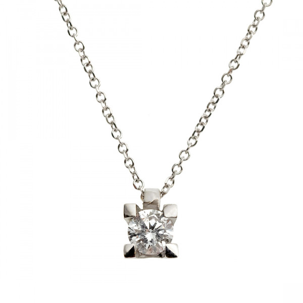 White Gold Solitaire Woman's Pendant adorned with a Diamond