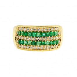 Emerald and Diamond Gold Ring