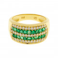 18K Gold Ring adorned with Emeralds and Diamonds