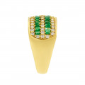 18K Gold Ring adorned with Emeralds and Diamonds