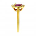 18K Gold Ring with a Ruby and a Diamond Halo