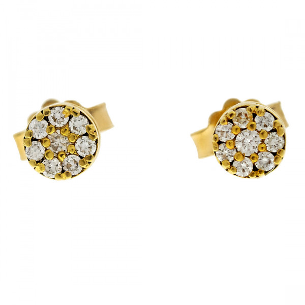 18K Gold Stud Earrings adorned with Diamonds