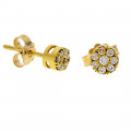 18K Gold Stud Earrings adorned with Diamonds