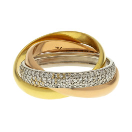 Τρίβερο Χρυσό Δαχτυλίδι με Μπριγιάν