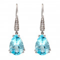 18K White Gold Drop Earrings adorned with Blue Topaz and Diamonds