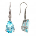 18K White Gold Drop Earrings adorned with Blue Topaz and Diamonds