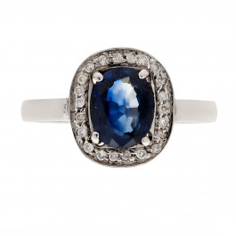 Blue Sapphire Halo Ring