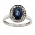 Blue Sapphire Ring with a Diamond Halo