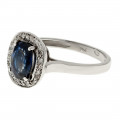 Blue Sapphire Ring with a Diamond Halo