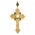 Gold Cross adorned with Alexandrite, Diamonds, Amethyst and a crypt on the back