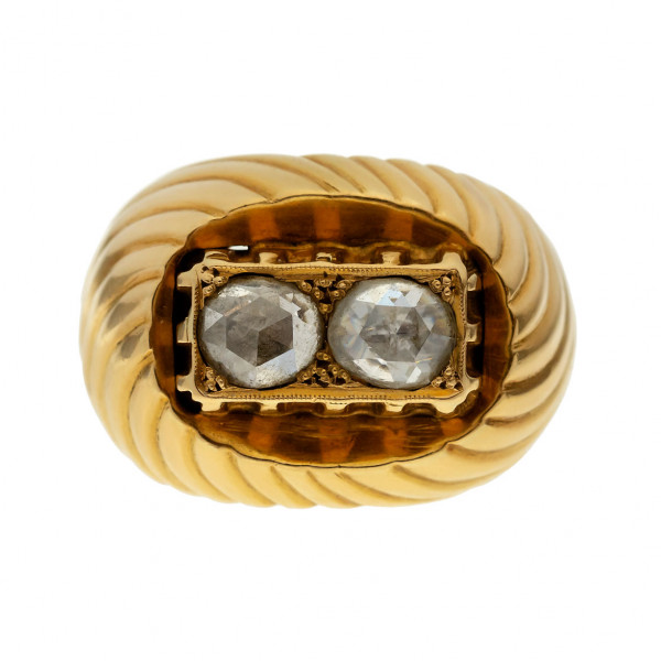 Vintage Χρυσό Δαχτυλίδι Ζολώτας με Rose-cut Διαμάντια