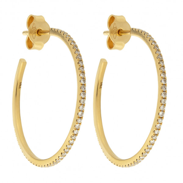 18K Gold Hoop Earrings adorned with Diamonds