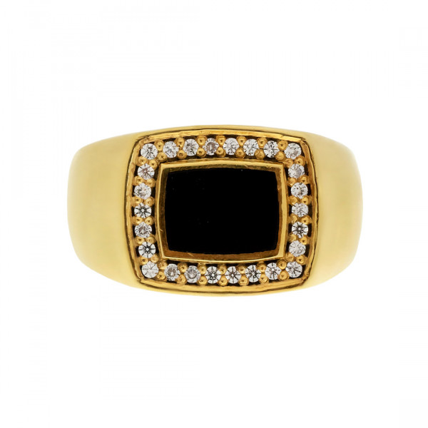 18K Yellow Gold Chevalier Ring adorned with Diamonds and Enamels