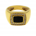 18K Yellow Gold Chevalier Ring adorned with Diamonds and Enamels