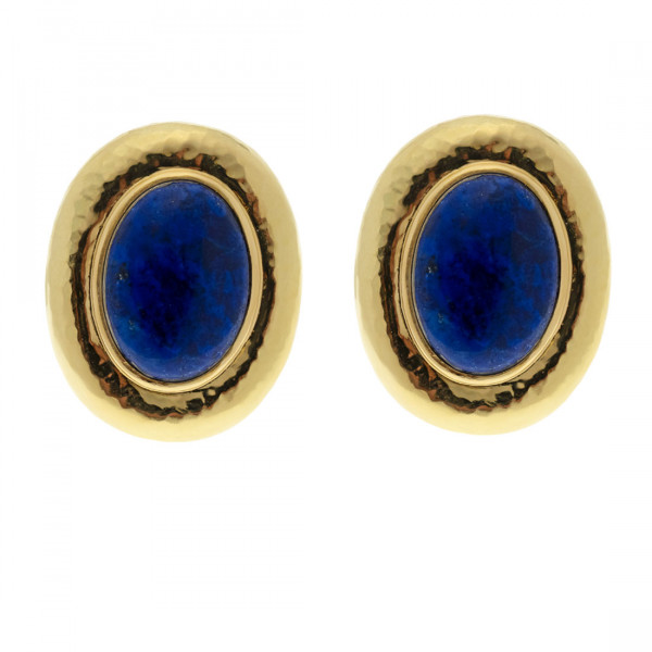 Χρυσά Σκουλαρίκια με Lapis Lazuli