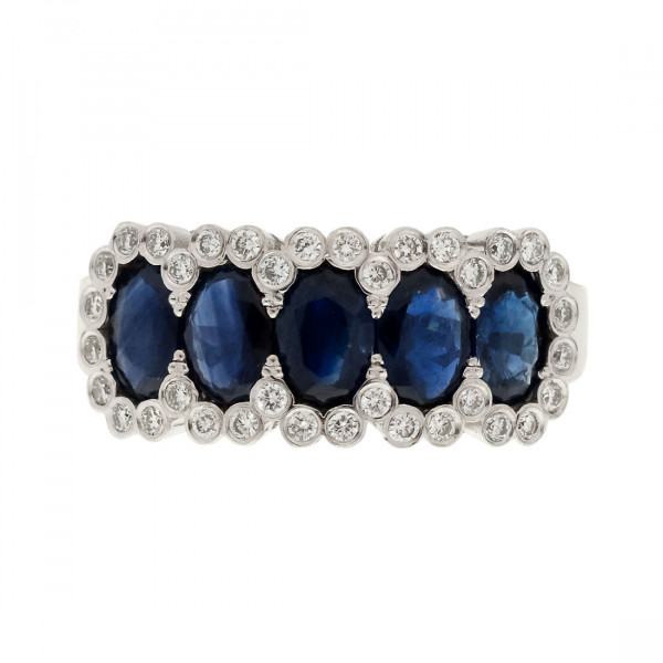 White Gold Sapphire and Diamond Ring