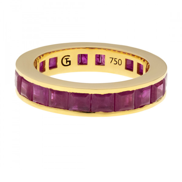 18K Gold Eternity Band adorned with Rubies