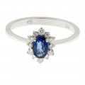 Sapphire Solitaire Ring with a Diamond Halo