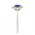 Sapphire Solitaire Ring with a Diamond Halo