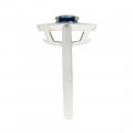 White Gold Ring adorned with a Blue Sapphire, a Diamond Halo and Turquoise Enamels