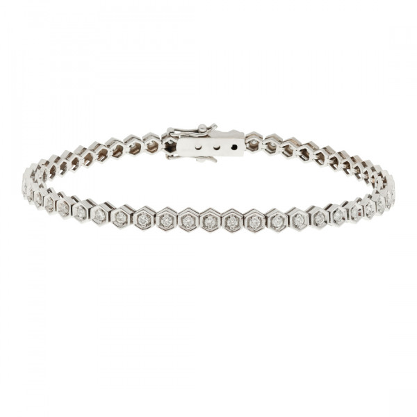 18K White Gold Tennis Bracelet adorned with Diamonds