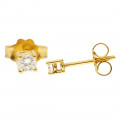 Gold Solitaire Stud Earrings adorned with Diamonds