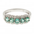 White Gold Ring adorned with Emeralds and Diamonds