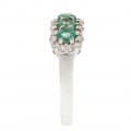 White Gold Ring adorned with Emeralds and Diamonds