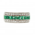 White Gold Emerald and Diamond Ring