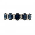 White Gold Ring adorned with five Ceylon Sapphires and Diamonds