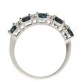 White Gold Ring adorned with five Ceylon Sapphires and Diamonds