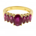 Gold Ring adorned with Rubies and Diamonds