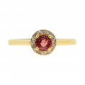 Χρυσό Δαχτυλίδι Ροζέτα με κόκκινο Ζαφείρι και Μπριγιάν