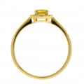 Gold Ring adorned with a Yellow Sapphire and a Diamond Halo