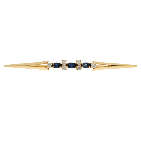 Gold Brooch adorned with Sapphires and Diamonds