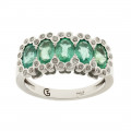 White Gold Emerald and Diamond Ring