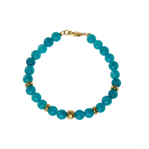 Spring Collection Bracelet with Nephrite and Gold Plated Silver Details