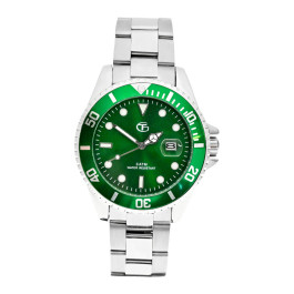 Ρολόι GT από ανοξείδωτο ατσάλι και Green Rotatable Bezel Ρολόι GT από ανοξείδωτο ατσάλι και Green Rotatable Bezel