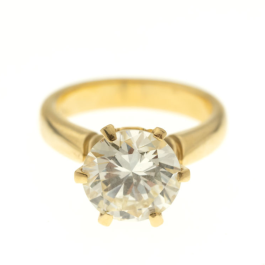Δαχτυλίδι χρυσό Κ18 με ένα μπριγιάν 3.86ct J-VVS2 σε σχέδιο TIFFANY  Δαχτυλίδι χρυσό Κ18 με ένα μπριγιάν 3.86ct J-VVS2 σε σχέδιο TIFFANY