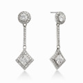 Silver Dangle Earrings with White CZ Stones 