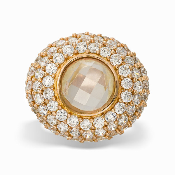 Pink Gold Plated Ring with Rose Quartz 