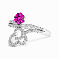 Sterling Silver Ring with White and Pink CZ Stones