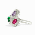 Sterling Silver Ring with Colored CZ Stones